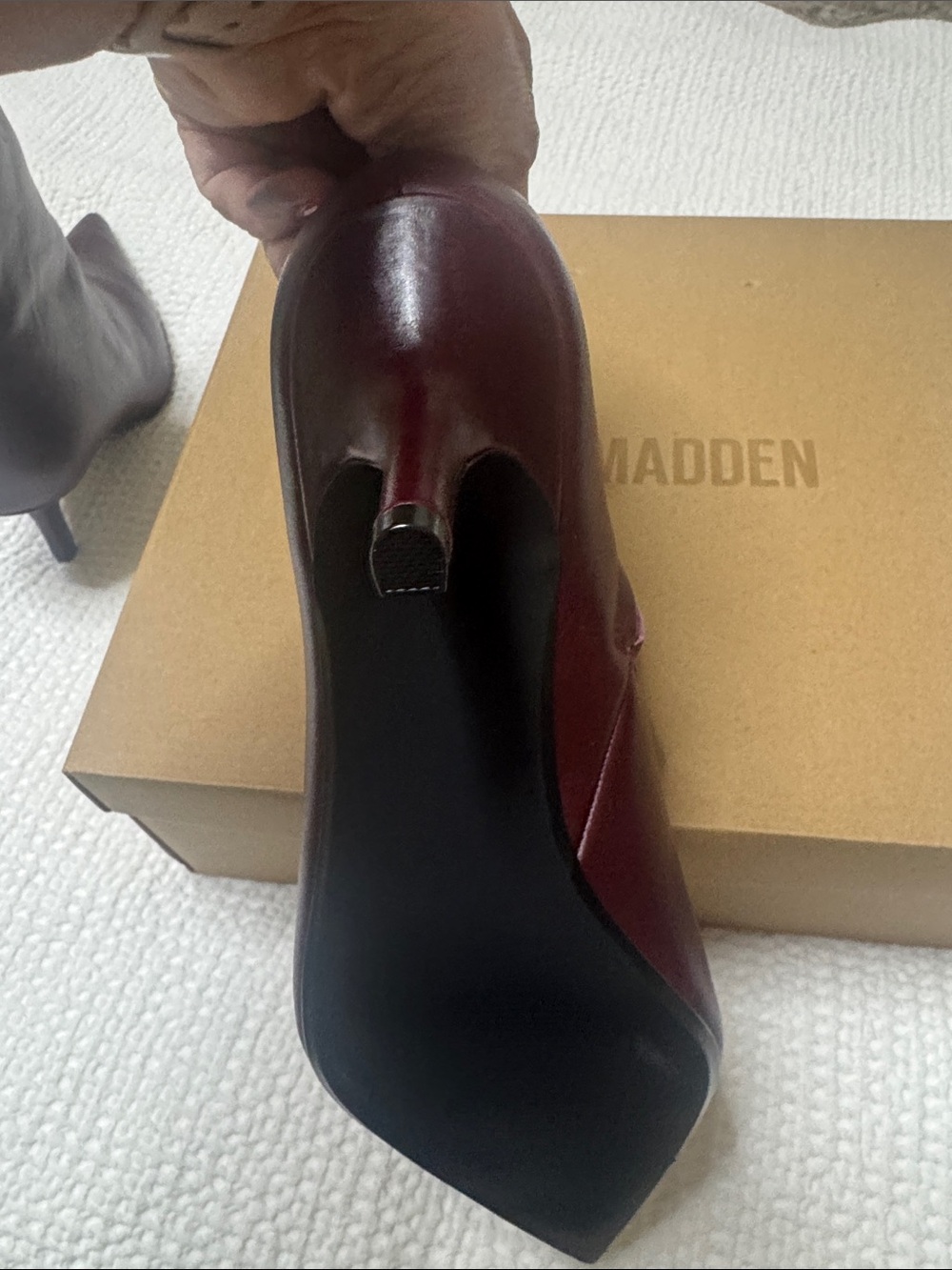 Steve Madden Burgundy Pointed Toe Mid-Calf Leather Boots - Picture 6 of 6